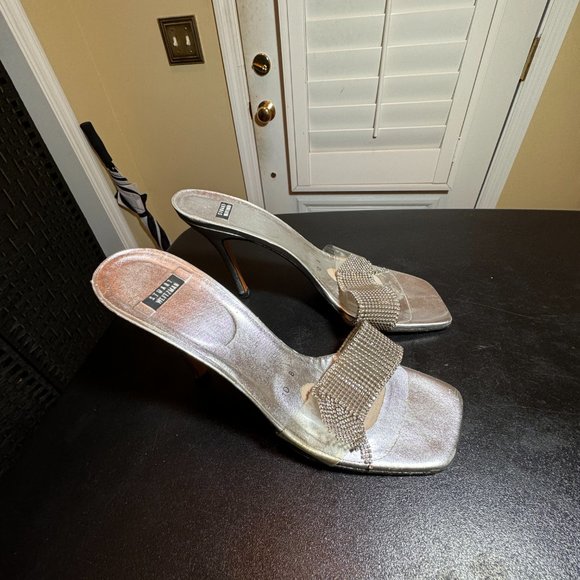 Stuart Weitzman size 10 silver sandal slipper - Picture 3 of 11